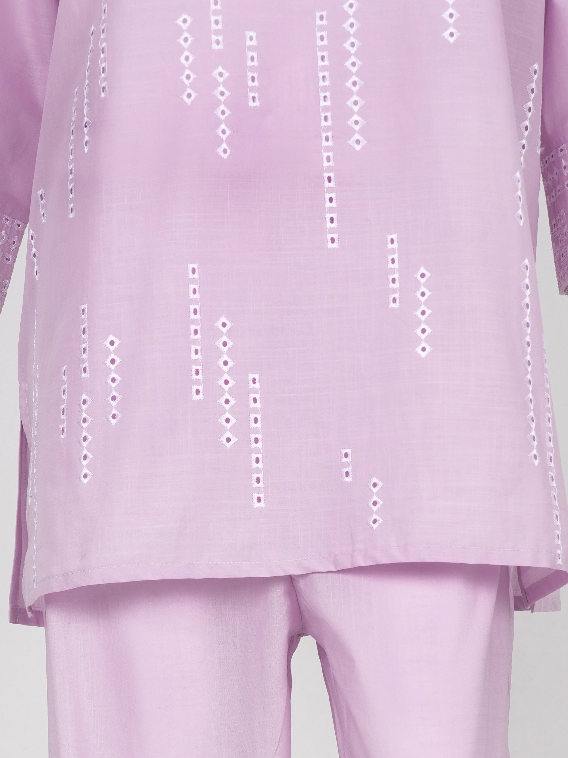 Lawn Slub Co-ord Set- Embroidered
