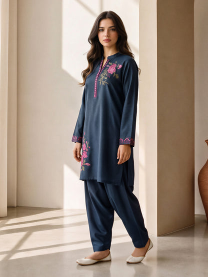 Self Jacquard Co-ord Set- Embroidered