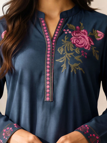 Self Jacquard Co-ord Set- Embroidered