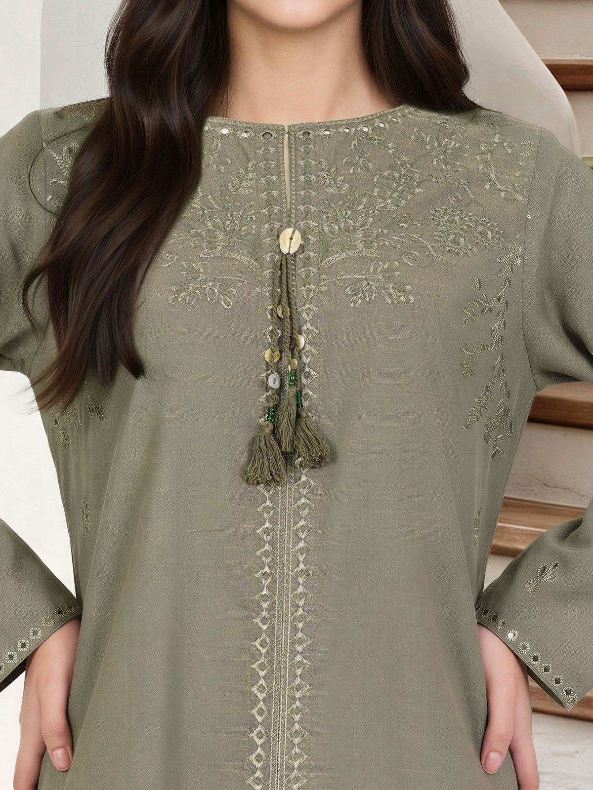Yarn Dyed Co-ord Set- Embroidered