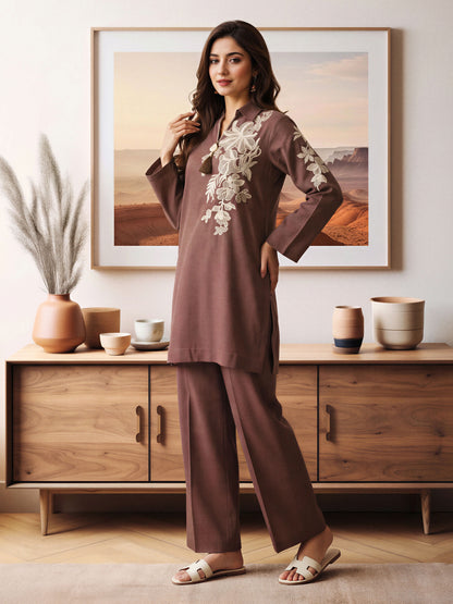 Yarn Dyed Co-ord Set- Embroidered