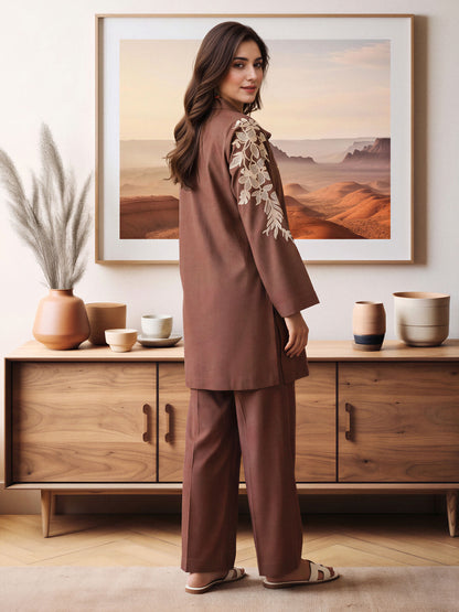 Yarn Dyed Co-ord Set- Embroidered