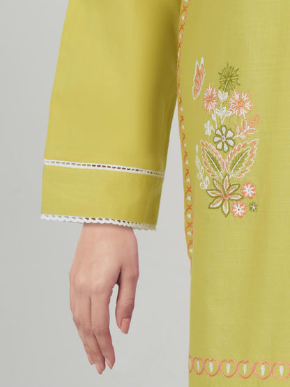 Lawn Slub Co-ord Set- Embroidered