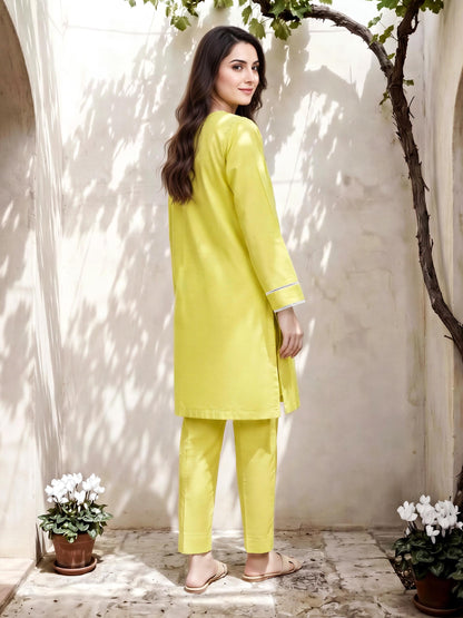 Lawn Slub Co-ord Set- Embroidered