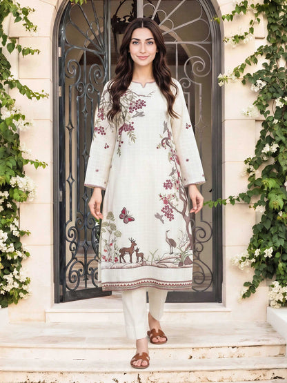 2 Piece Lawn Texture Suit- Embroidered (Pret)