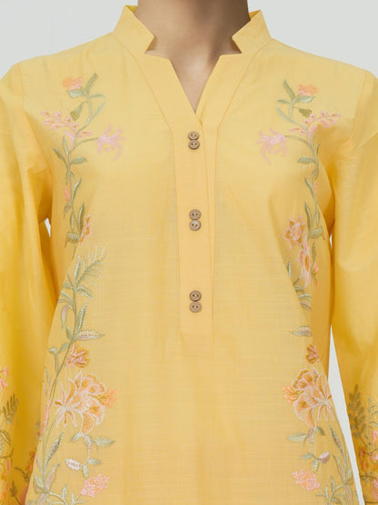 2 Piece Lawn Slub Suit- Embroidered (Pret)