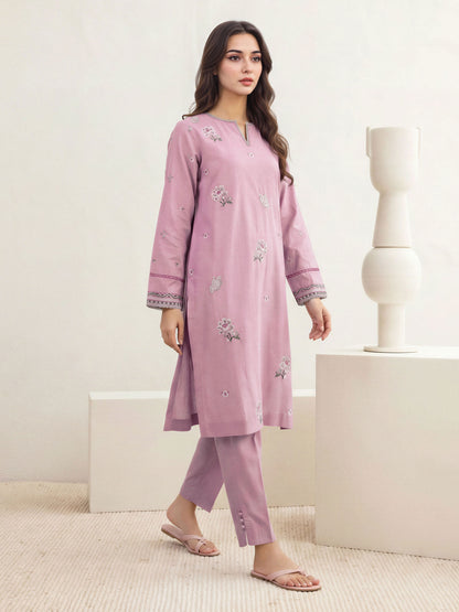 2 Piece Lawn Slub Suit- Embroidered (Pret)