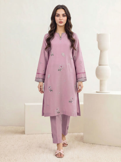 2 Piece Lawn Slub Suit- Embroidered (Pret)