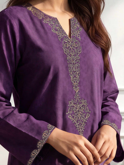 2 Piece Self Jacquard Suit- Embroidered (Pret)