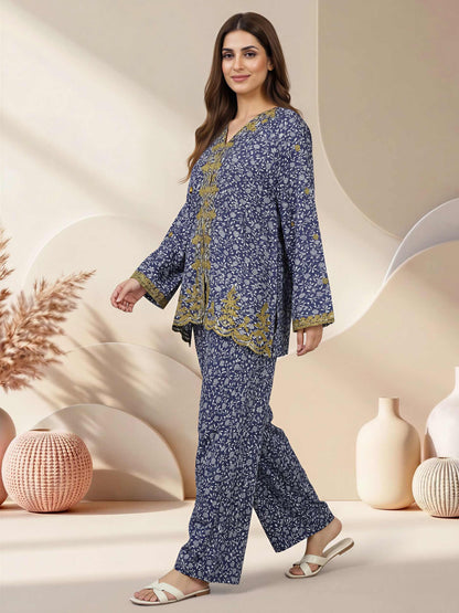 Silk Co-ord Set- Embroidered