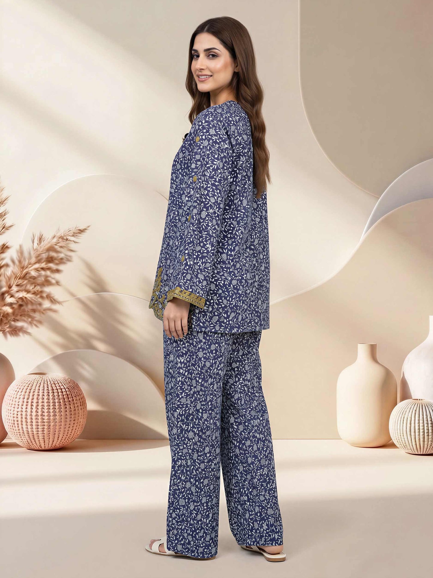 Silk Co-ord Set- Embroidered