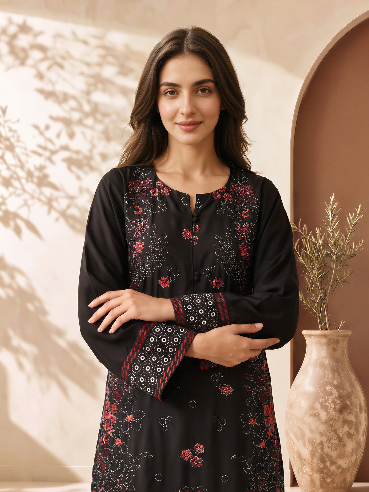 2 Piece Silk Suit- Embroidered (Pret)