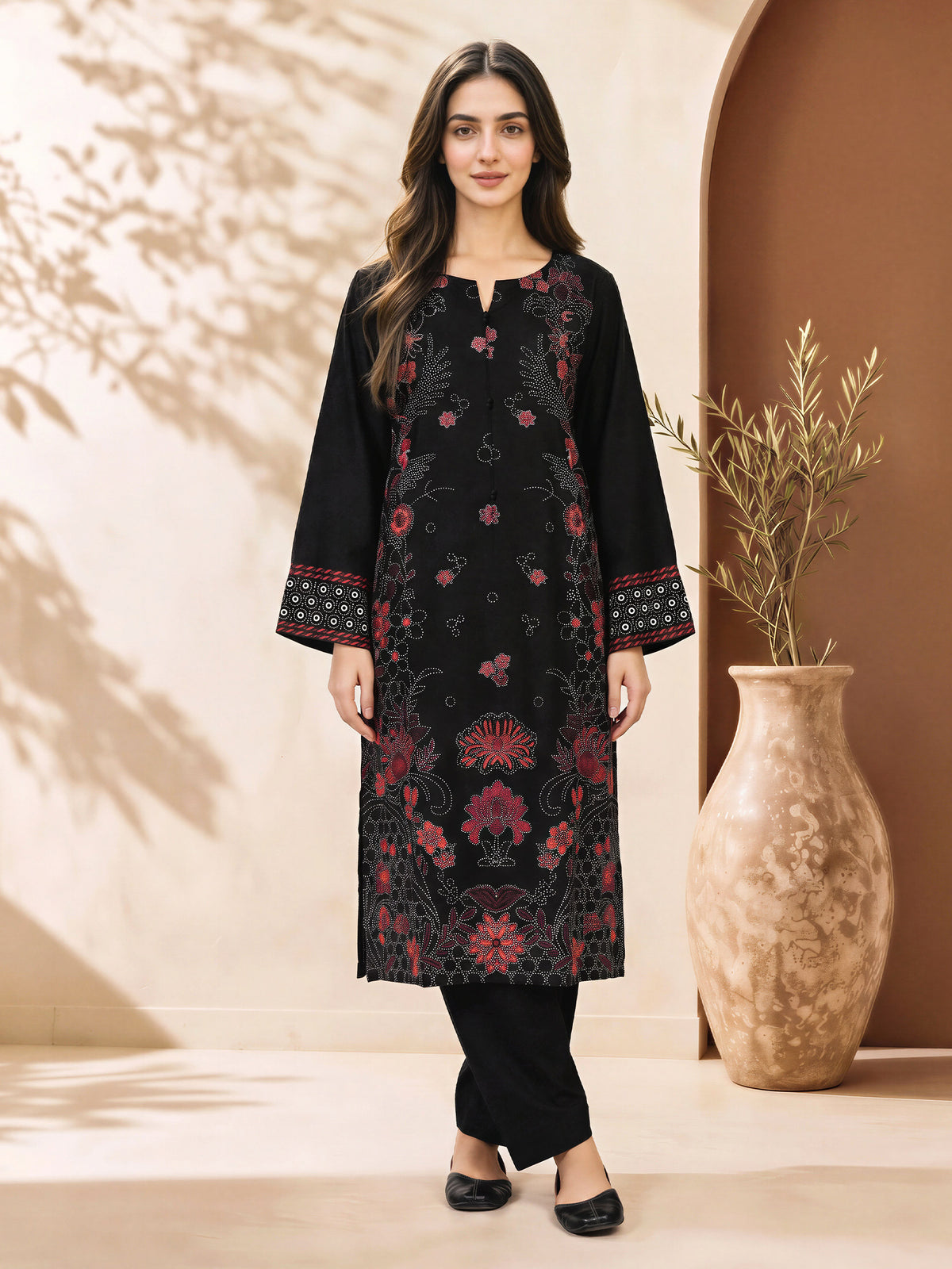 2 Piece Silk Suit- Embroidered (Pret)