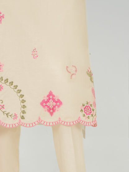 2 Piece Dobby Jacquard Suit- Embroidered (Pret)
