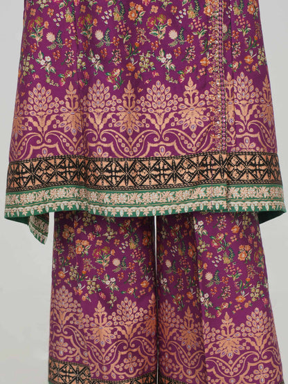 2 Piece Satin Suit- Embroidered (Pret)