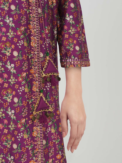2 Piece Satin Suit- Embroidered (Pret)