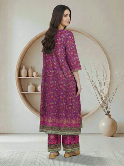2 Piece Satin Suit- Embroidered (Pret)