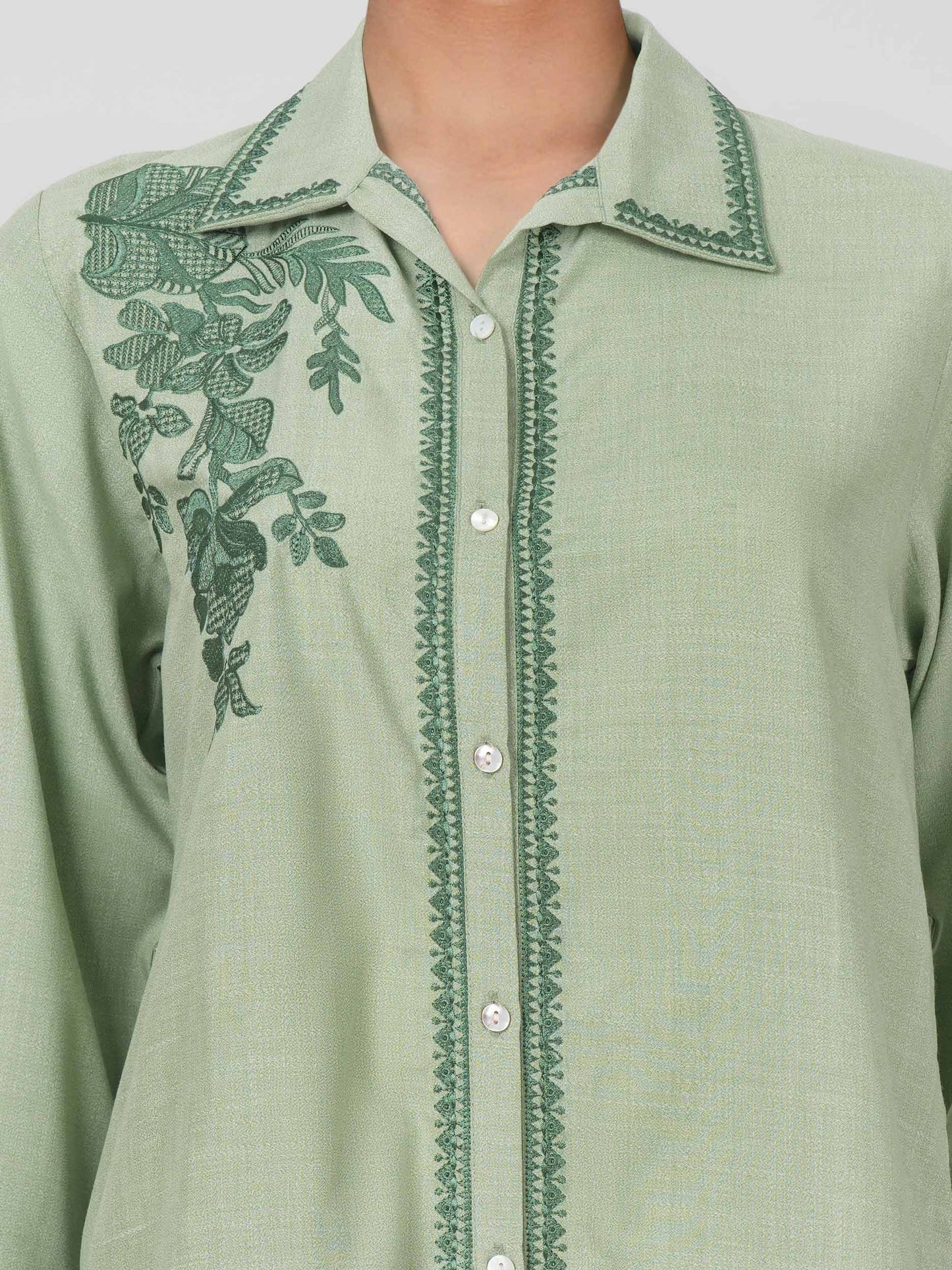 Yarn Dyed Co-ord Set- Embroidered