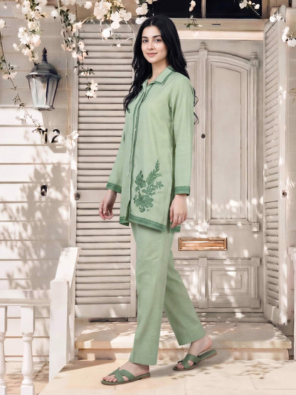Yarn Dyed Co-ord Set- Embroidered