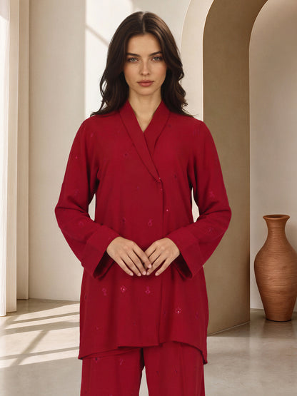 Silk Premium Co-ord Set- Embroidered