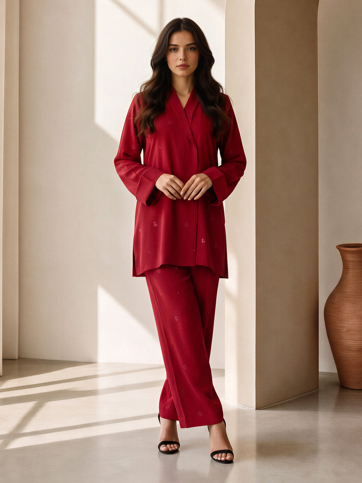 Silk Premium Co-ord Set- Embroidered