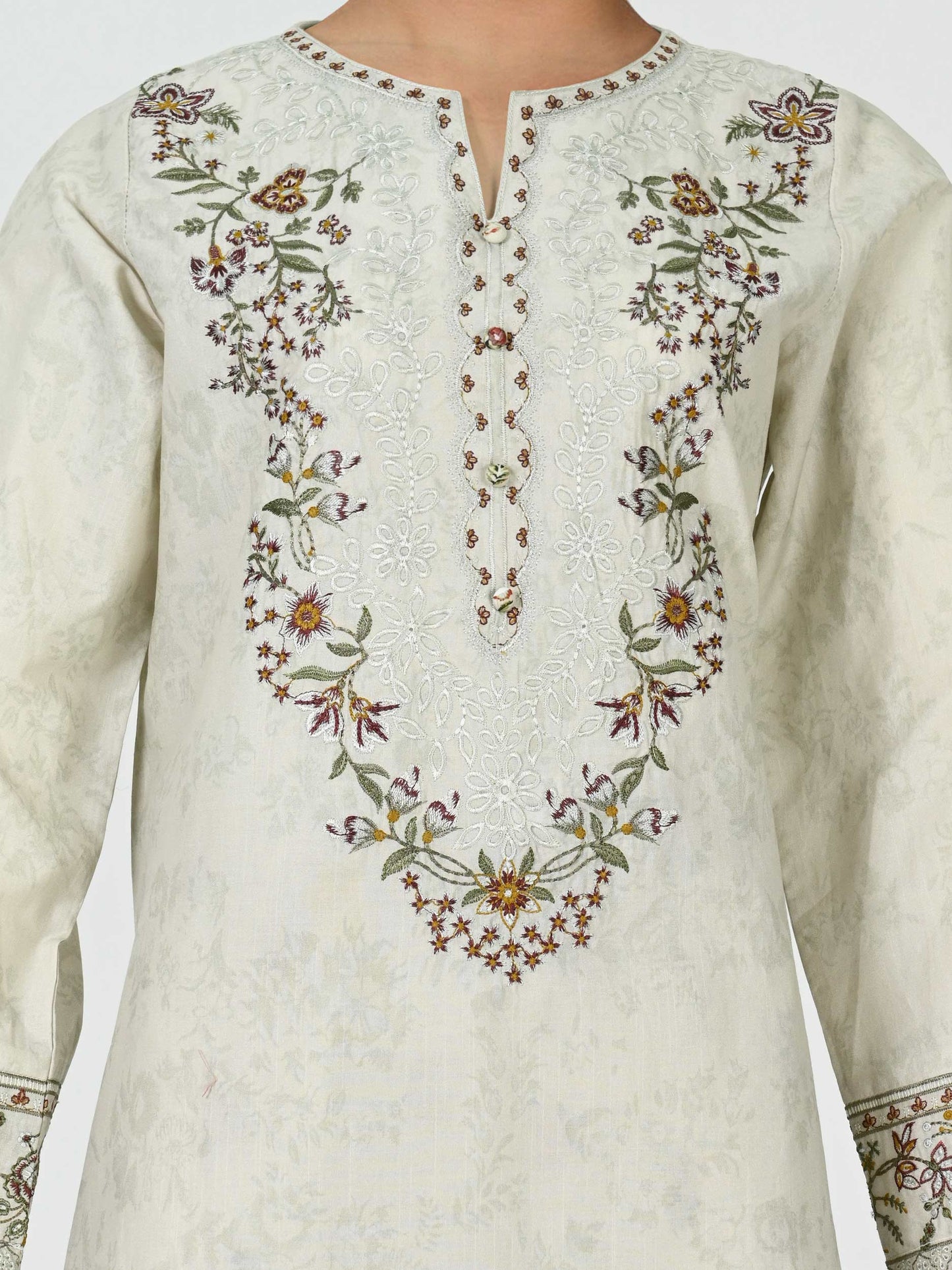 2 Piece Lawn Slub Suit- Embroidered (Pret)