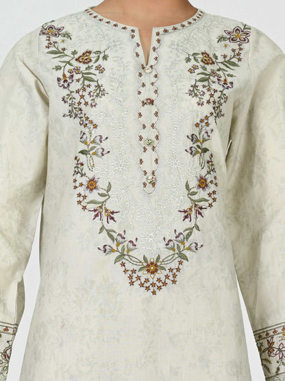 2 Piece Lawn Slub Suit- Embroidered (Pret)