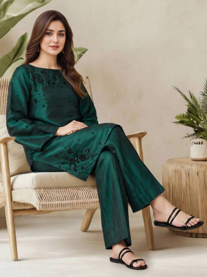 2 Piece Silk Suit- Embroidered (Pret)