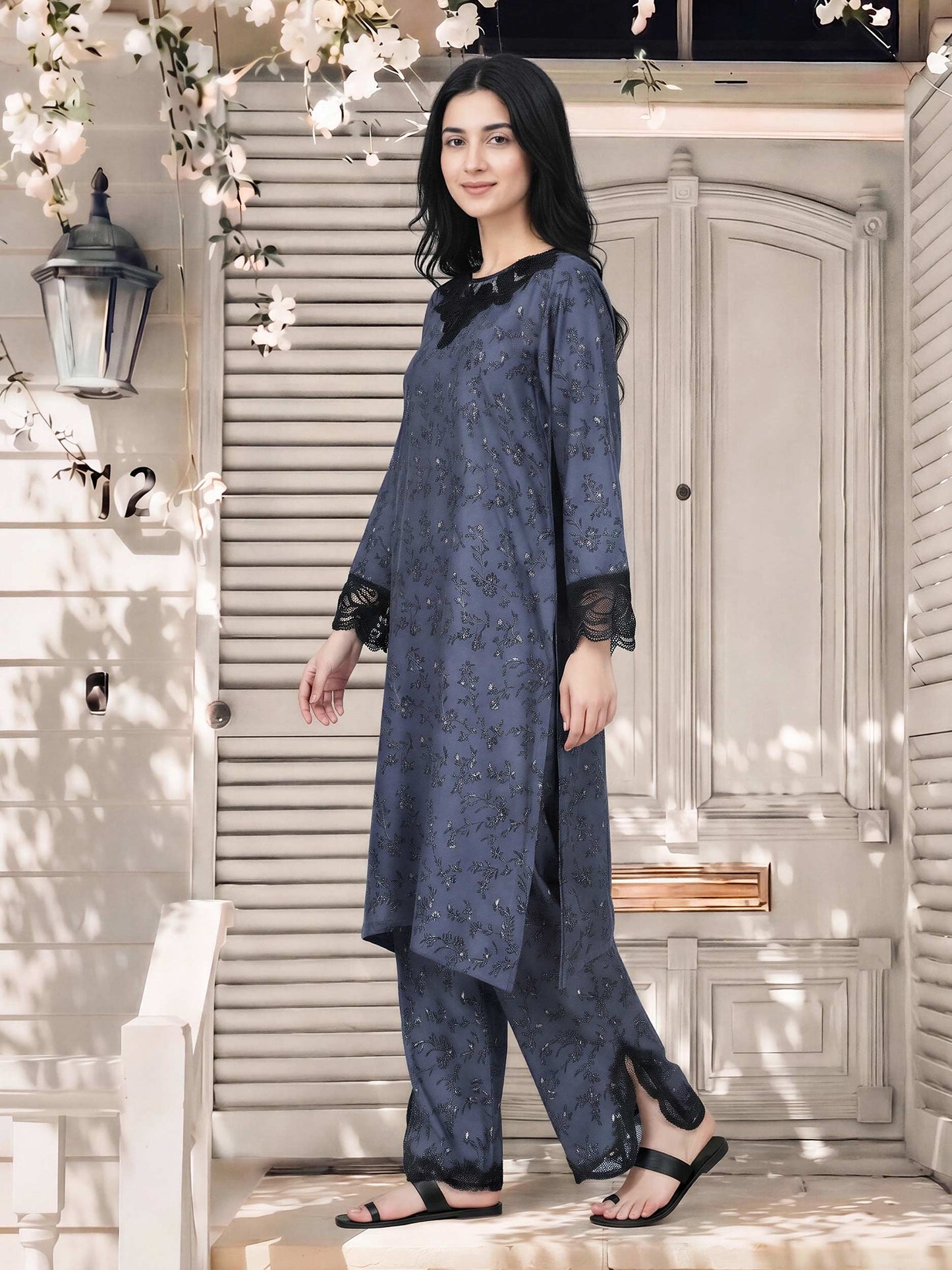2 Piece Silk Suit- Embroidered (Pret)