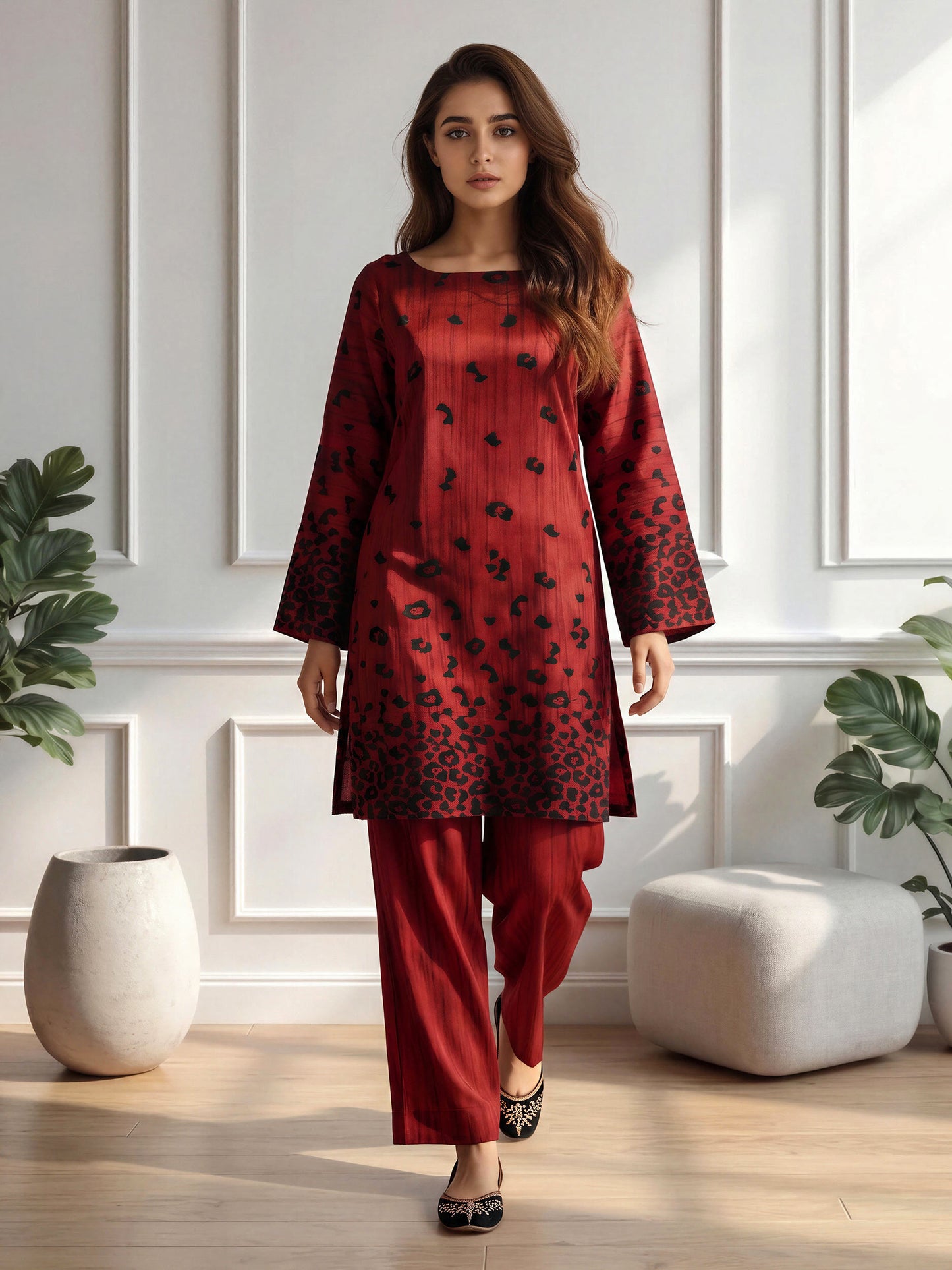 2 Piece Silk Suit- Embroidered (Pret)