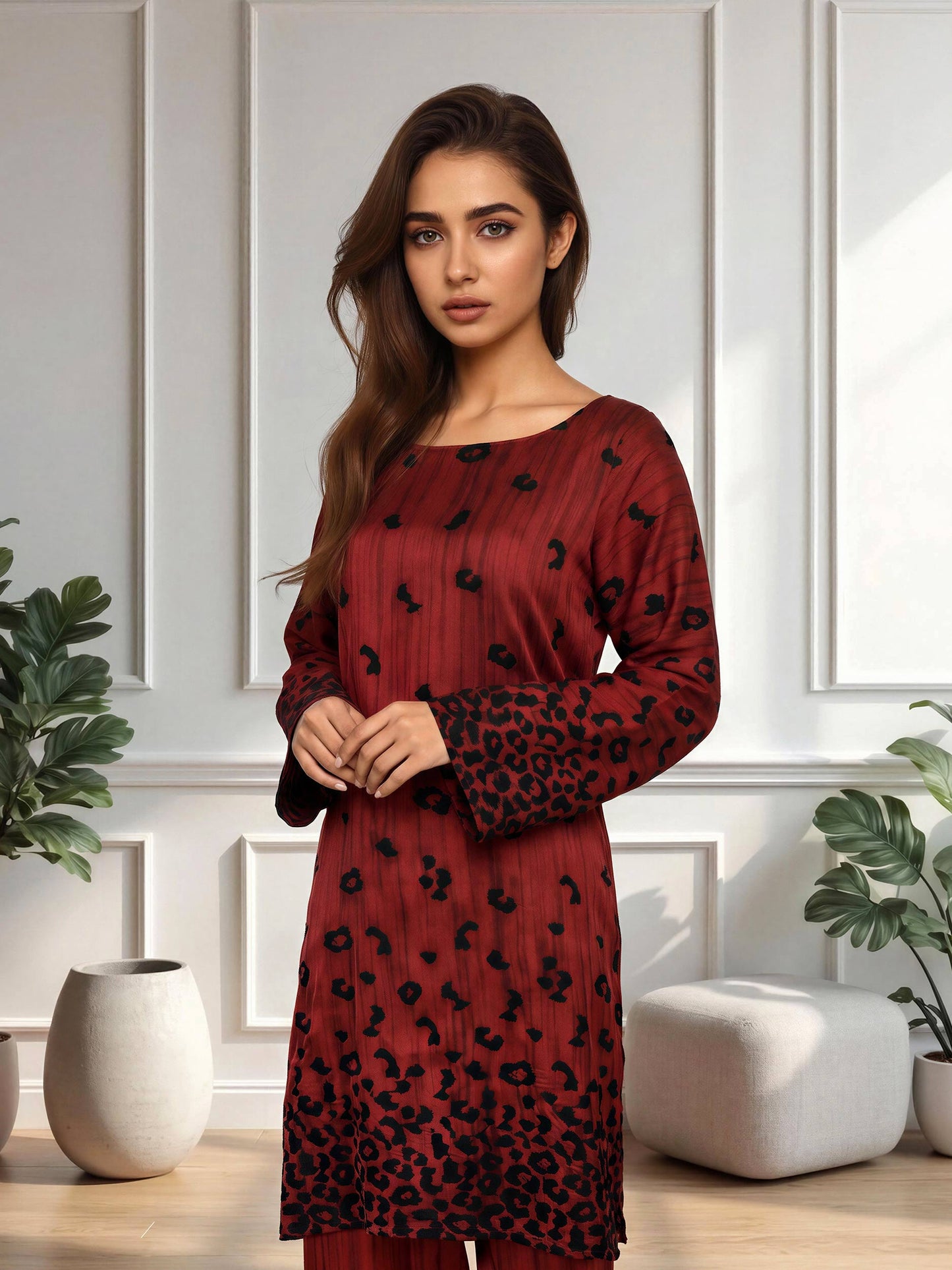 2 Piece Silk Suit- Embroidered (Pret)