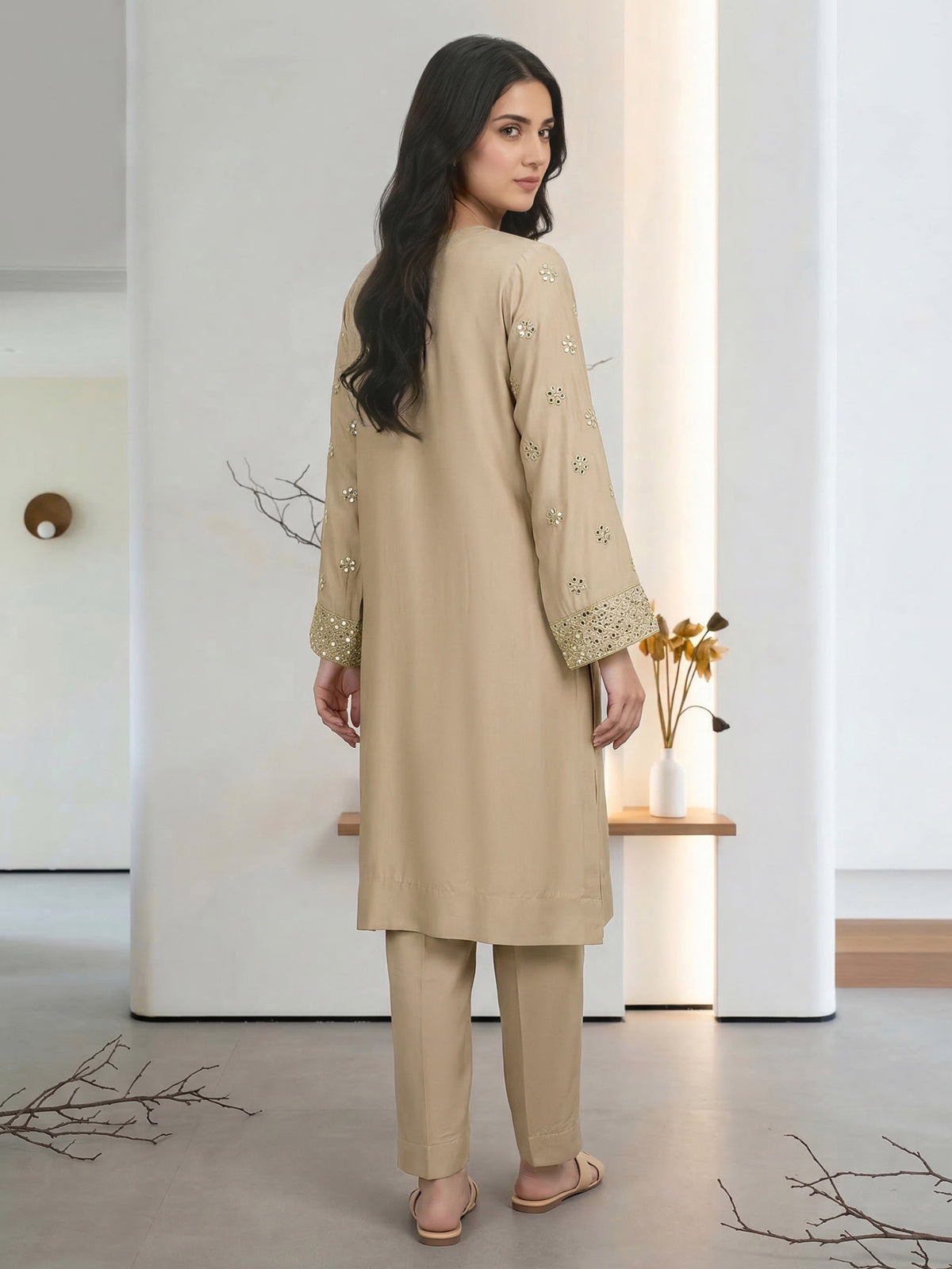 2 Piece Silk Suit-Embroidered (Pret)
