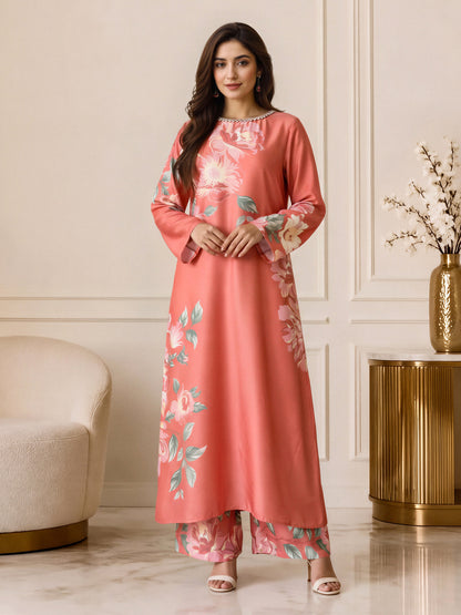2 Piece Silk Suit- Embellished (Pret)
