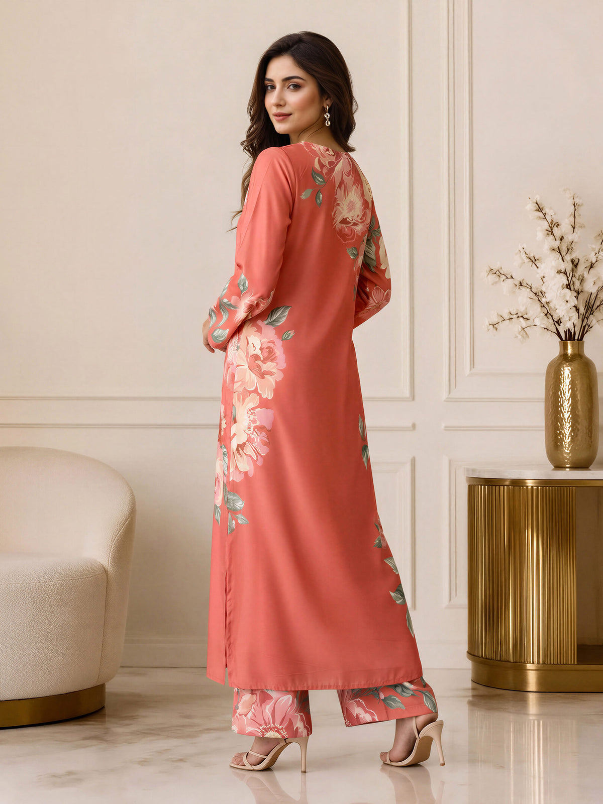 2 Piece Silk Suit- Embellished (Pret)