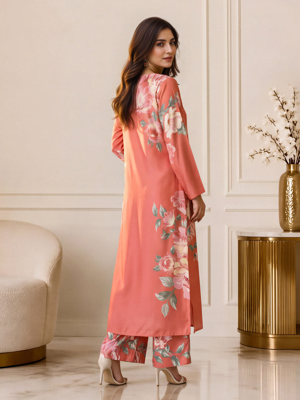 2 Piece Silk Suit- Embellished (Pret)