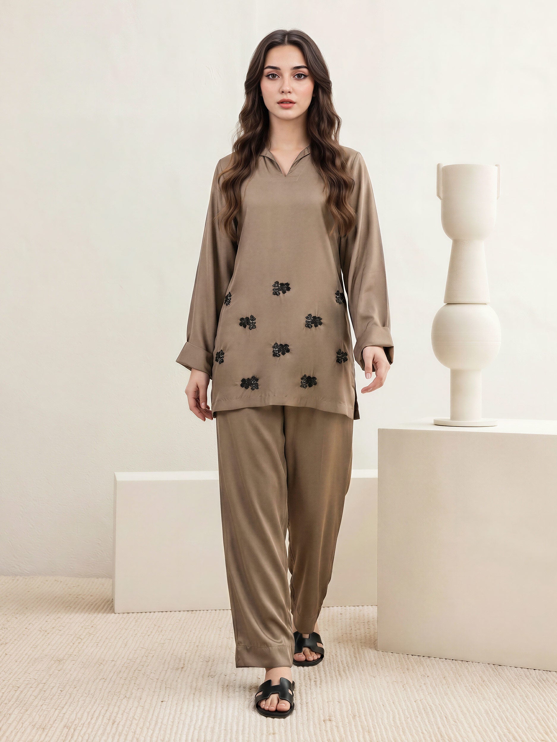 Silk Co-ord Set- Embellished