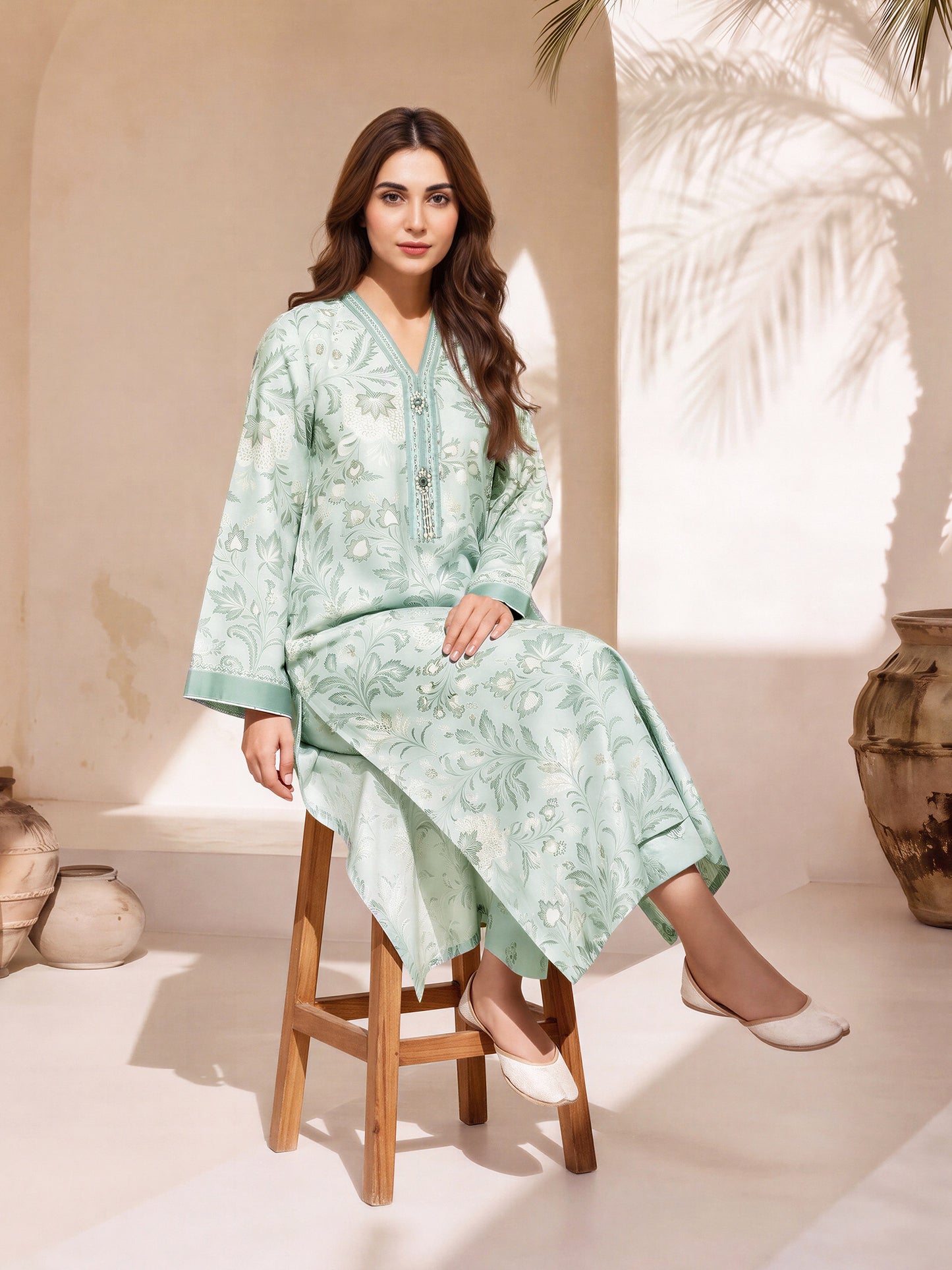 2 Piece Silk Suit- Embellished (Pret)