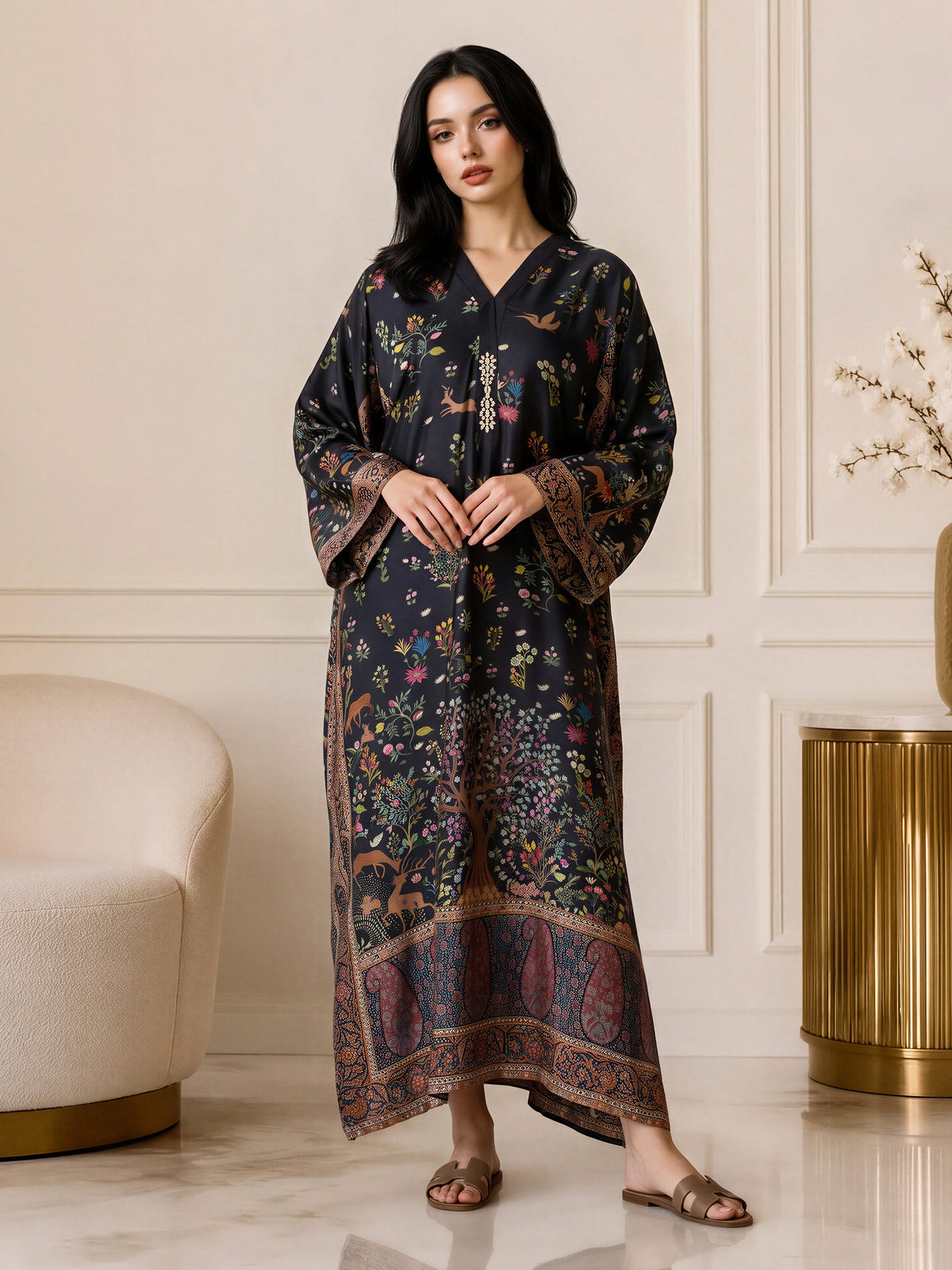 Silk Kaftan- Embellished (Pret)