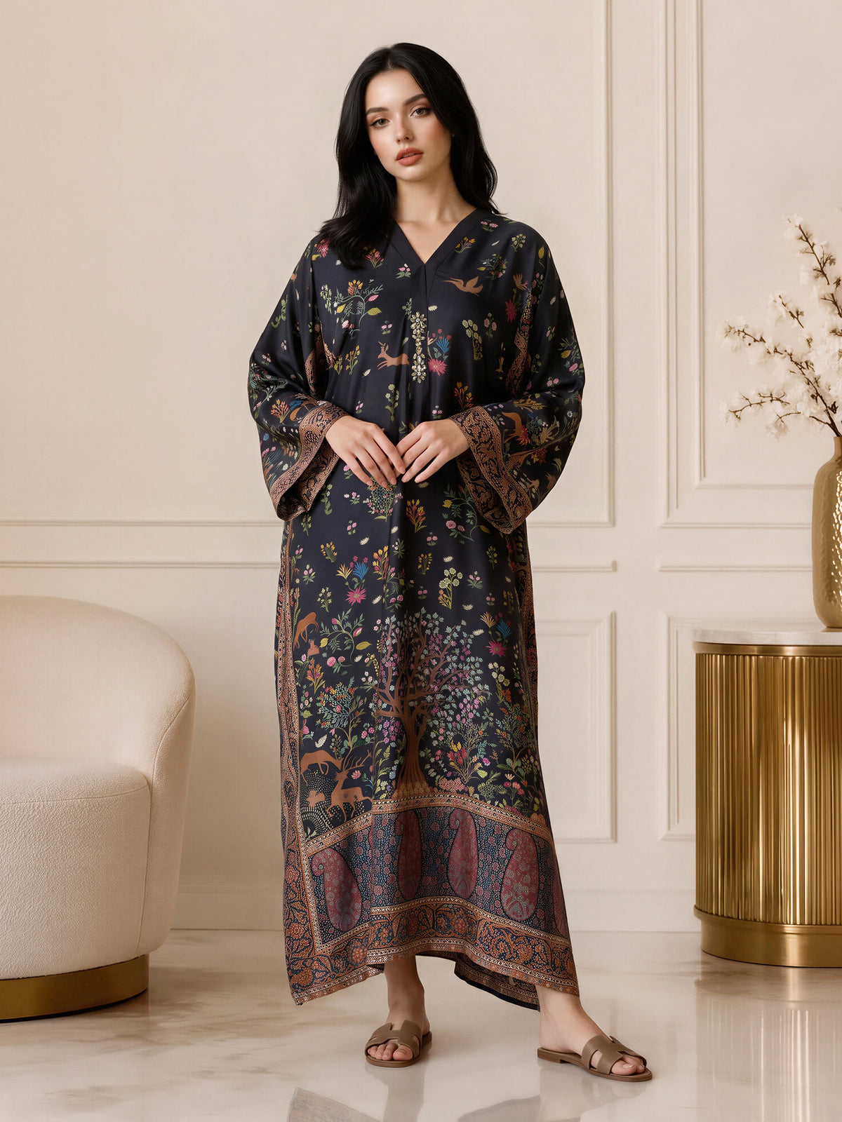 Silk Kaftan- Embellished (Pret)