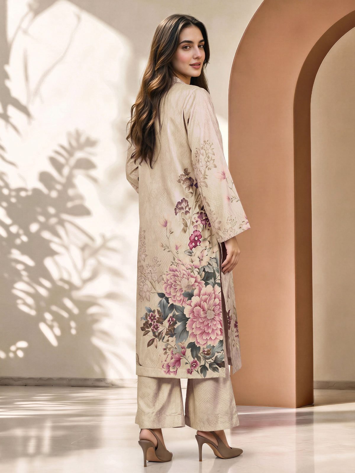 2 Piece Silk Suit- Embellished (Pret)