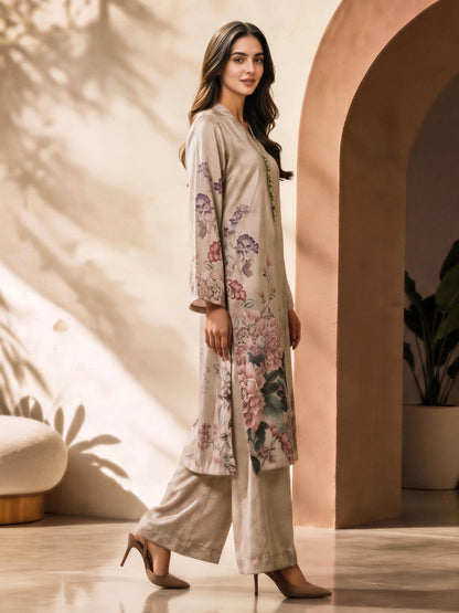 2 Piece Silk Suit- Embellished (Pret)