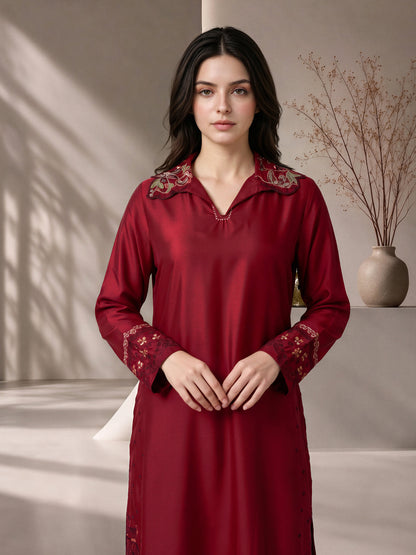 2 Piece Silk Suit- Embroidered (Pret)