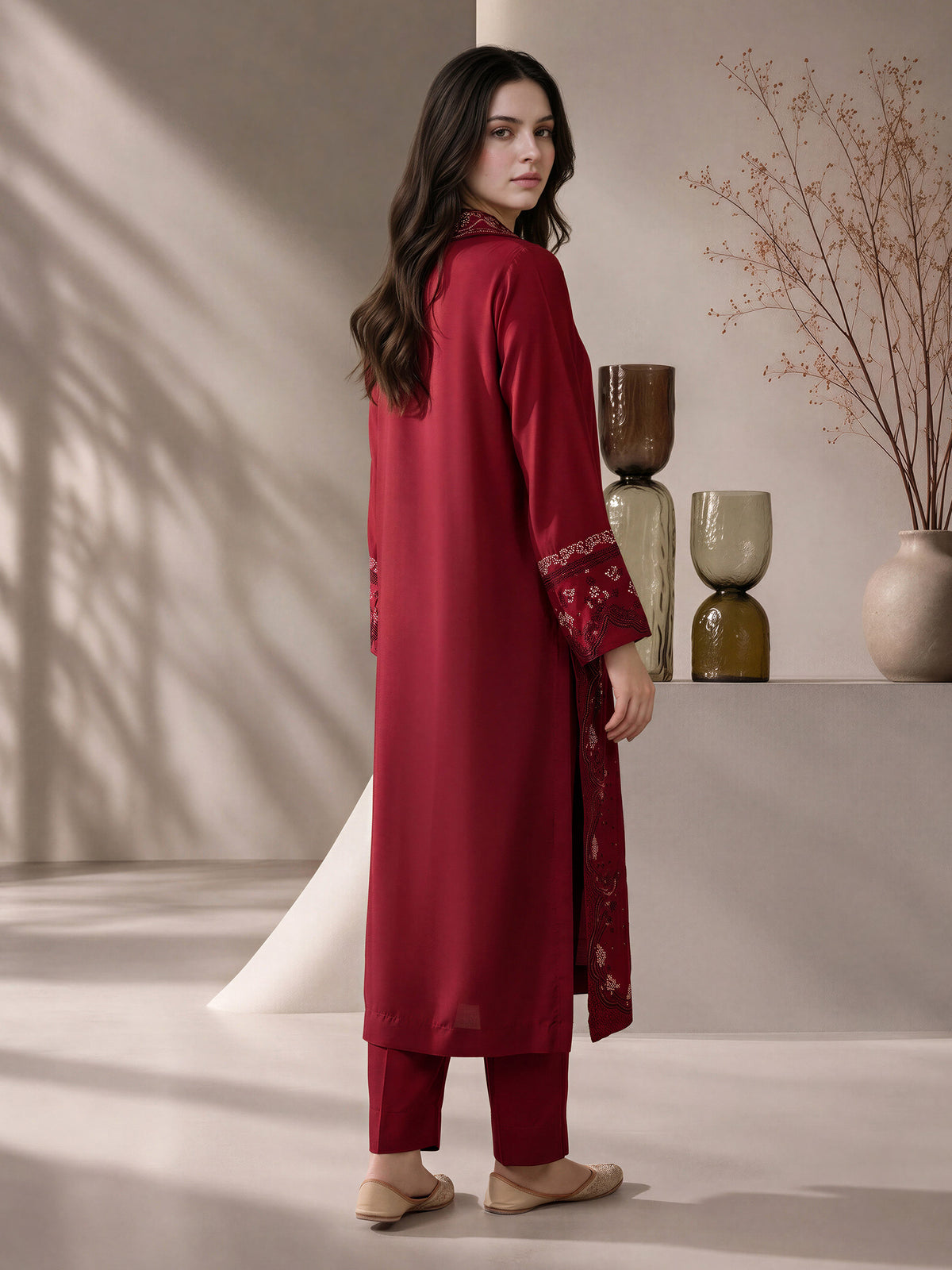 2 Piece Silk Suit- Embroidered (Pret)