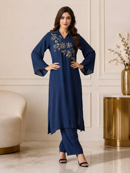 2 Piece Silk Suit- Embroidered (Pret)