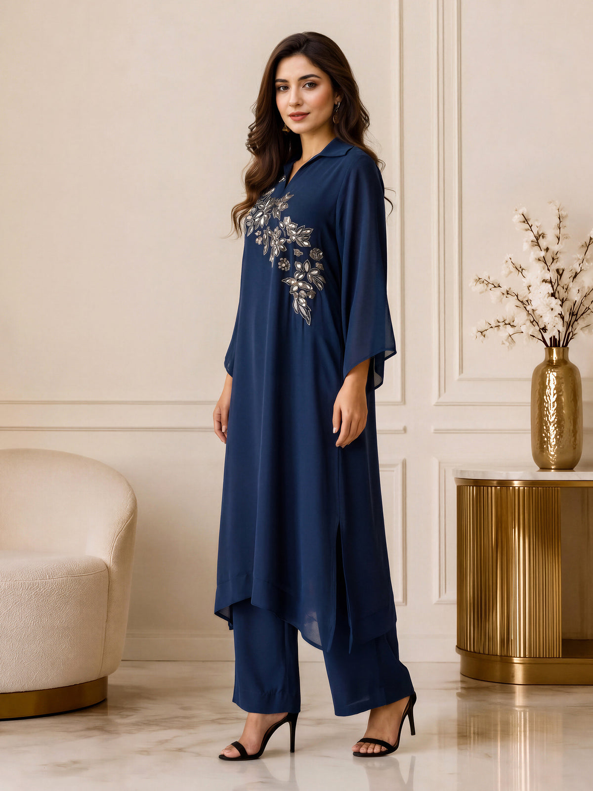 2 Piece Silk Suit- Embroidered (Pret)