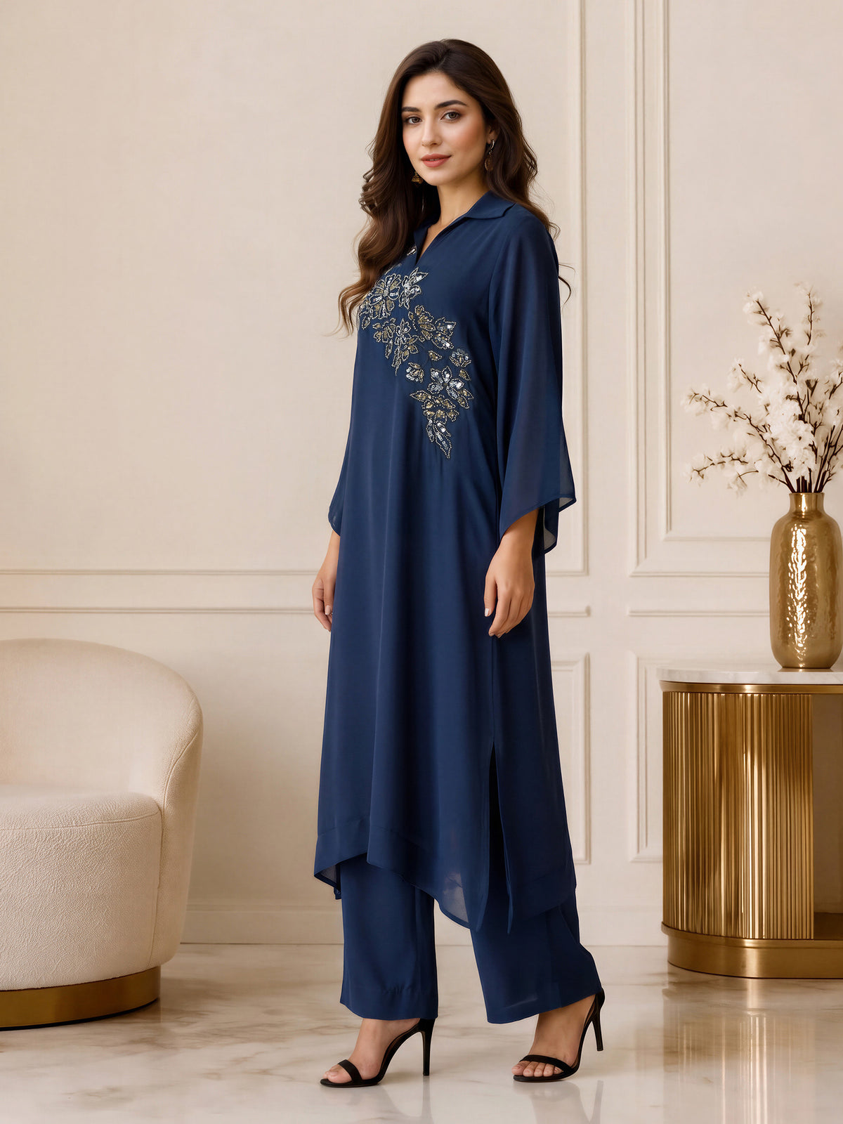 2 Piece Silk Suit- Embroidered (Pret)