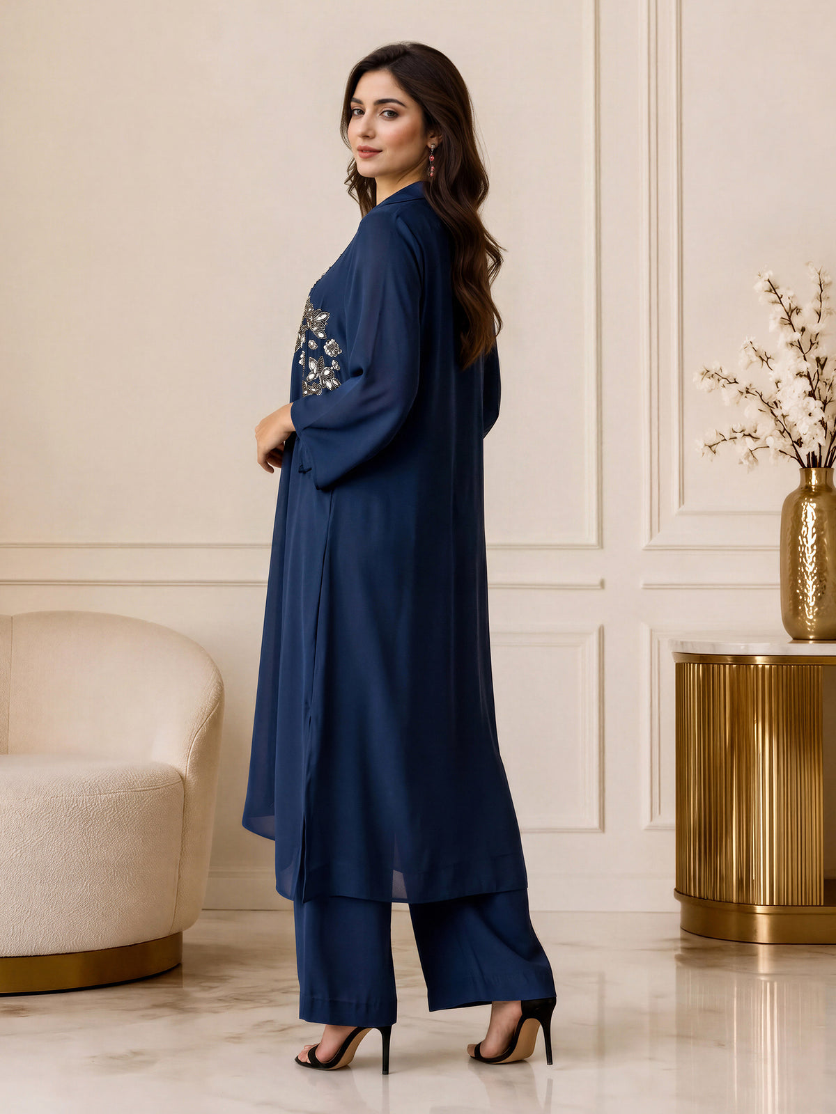 2 Piece Silk Suit- Embroidered (Pret)