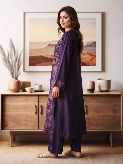 2 Piece Silk Suit- Embroidered (Pret)