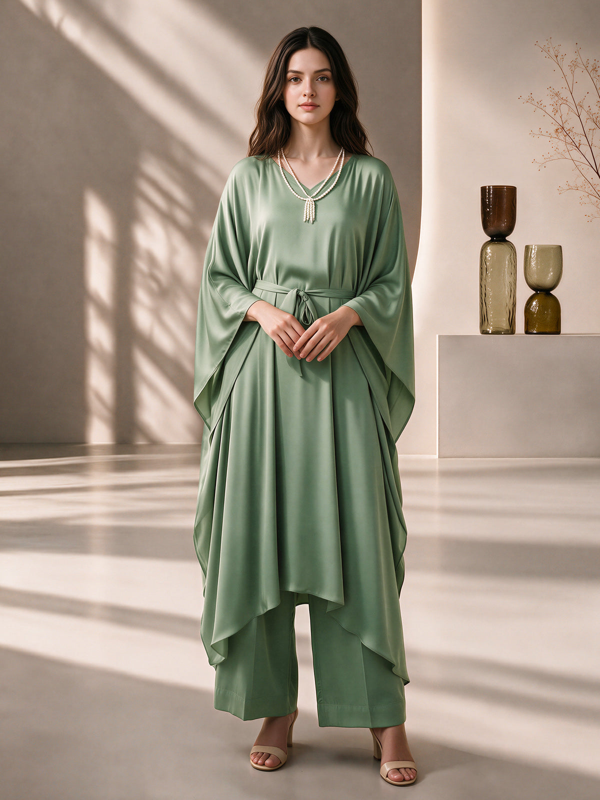 2 Piece Premium Silk Kaftan Suit (Pret)