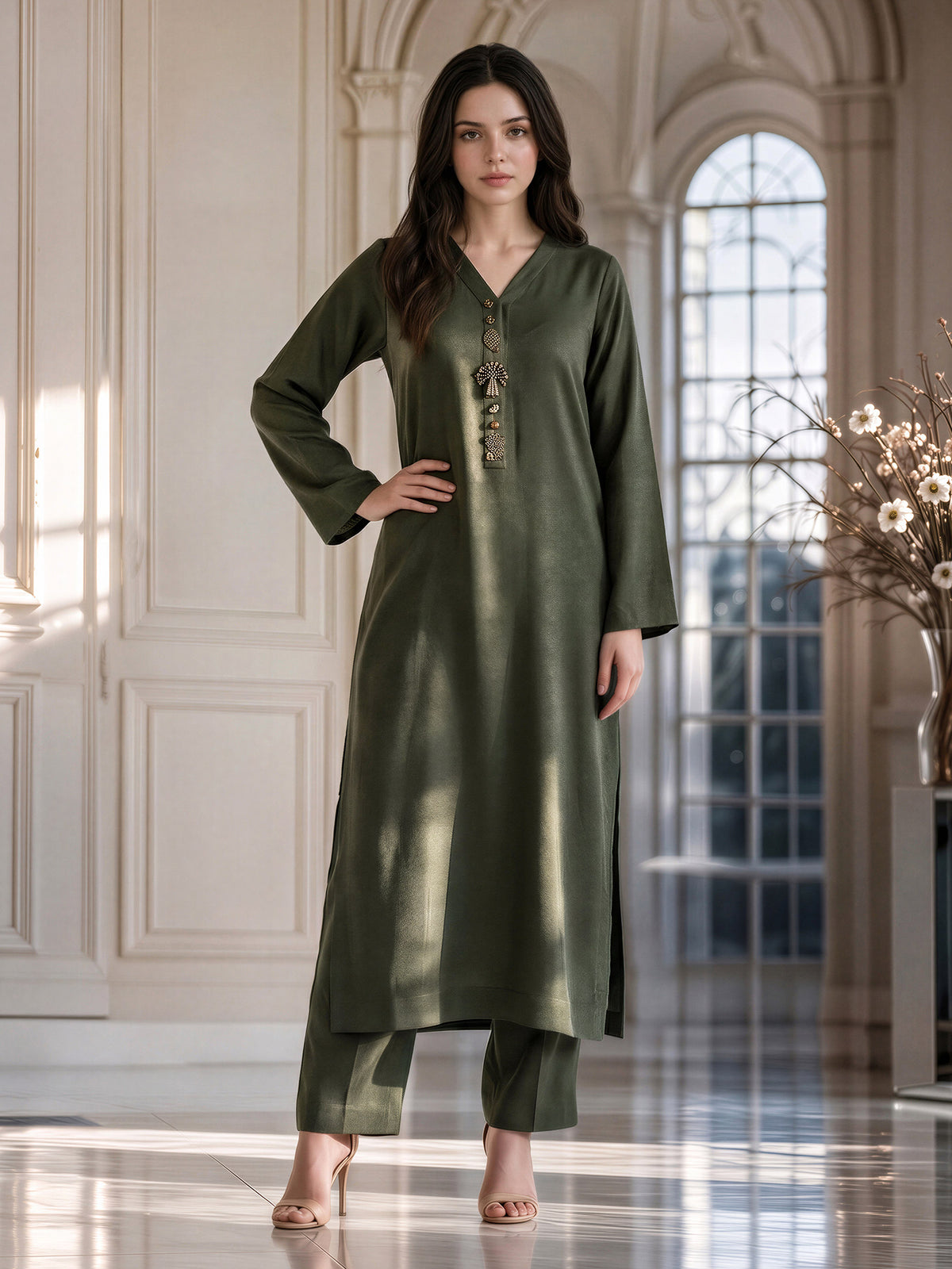 2 Piece Silk Texture Suit (Pret)